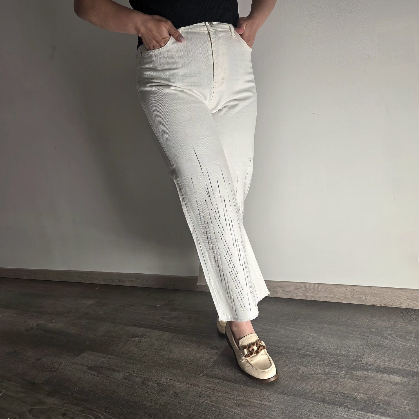 "Diamant Etoilé" Wide-Leg Jean - Edition Limitée en Denim Pur