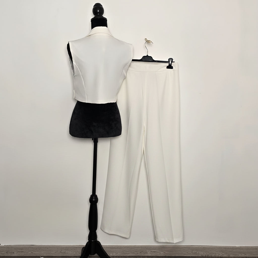 Ensemble Gilet Crop & Pantalon Large Blanc - Lumière Pur