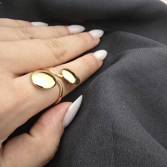 Bague Dorée Spirale Avec Deux Boutons