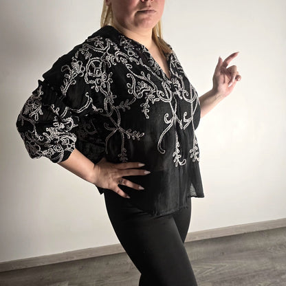 Chemise " Ombre Grise " en Pur Coton Brodé