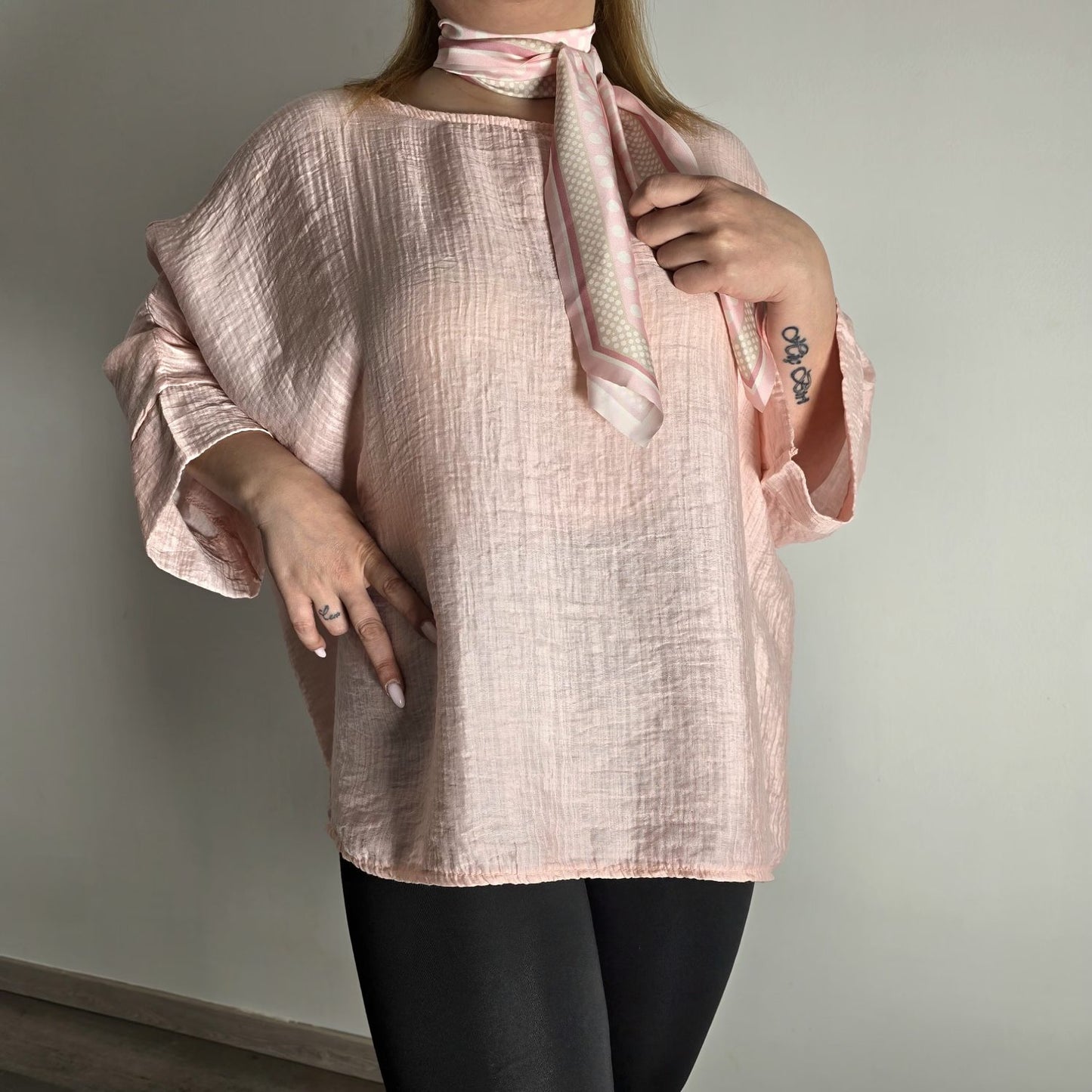 Blouse Ample Rose Poudré Elégante