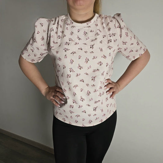 T-shirt beige à motif fleuri