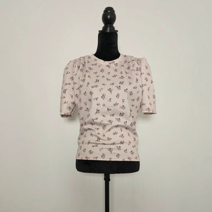 T-shirt beige à motif fleuri