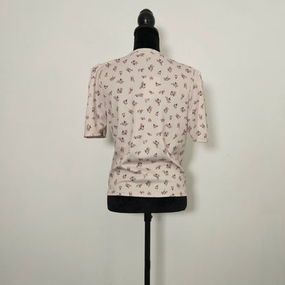 T-shirt beige à motif fleuri