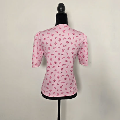 T-shirt rose à motif fleuri