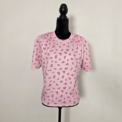 T-shirt rose à motif fleuri