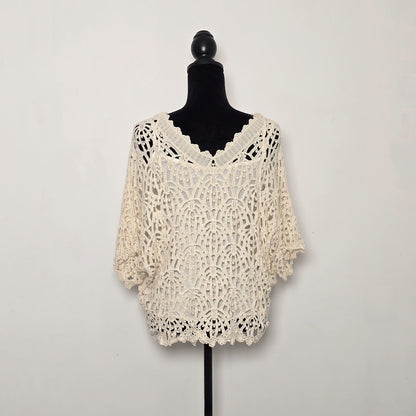 Blouse Guipure Ecrue – Avec Débardeur à Fines Bretelles