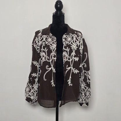 Chemise "Ombre Beige" en Pur Coton Brodé