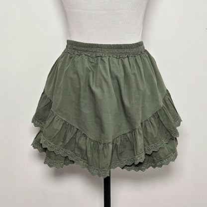 Jupe-short Volantée en Coton Premium – KAKI