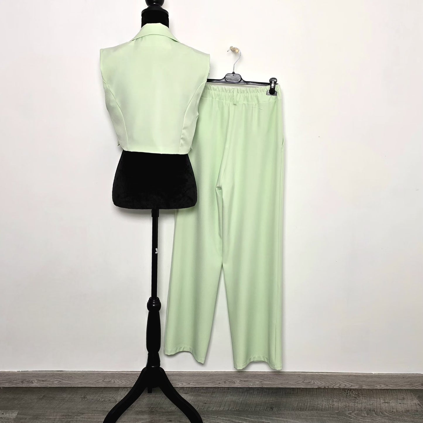 Ensemble Gilet Crop & Pantalon Large Vert d'Eau - Douceur Aquatique