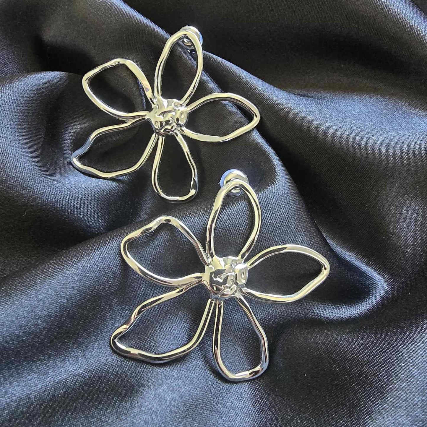 Boucles d’oreilles clous fleur filaire ajourée