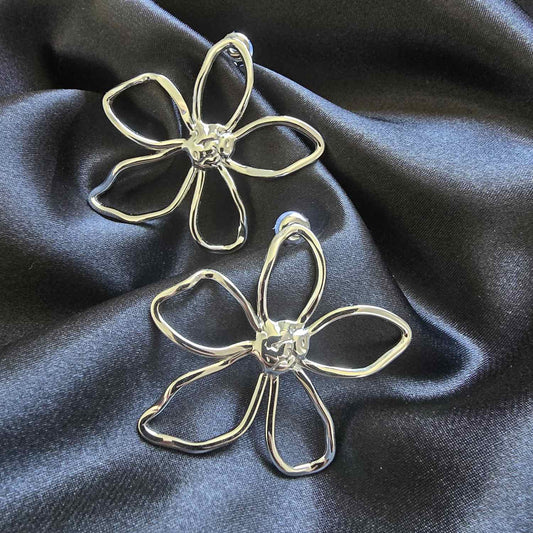 Boucles d’oreilles clous fleur filaire ajourée