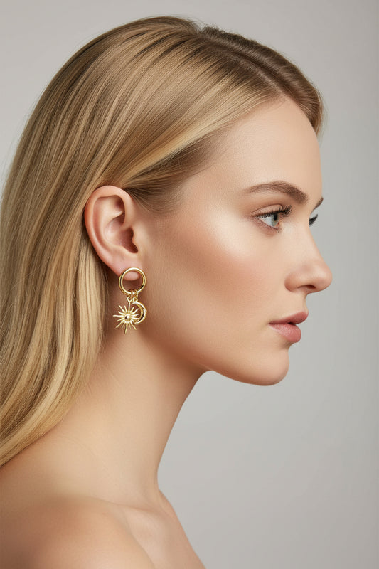 Boucles d'oreilles pendantes Lune et Soleil