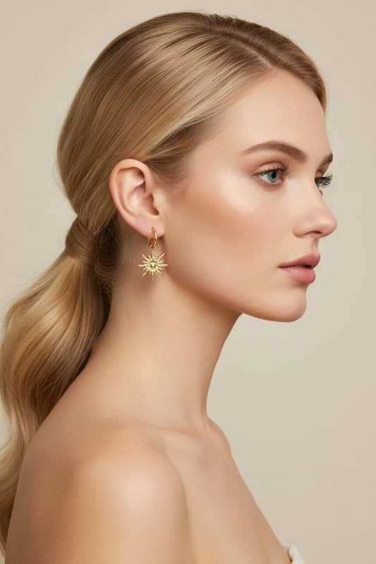 Boucles d’oreilles créoles pendentif soleil