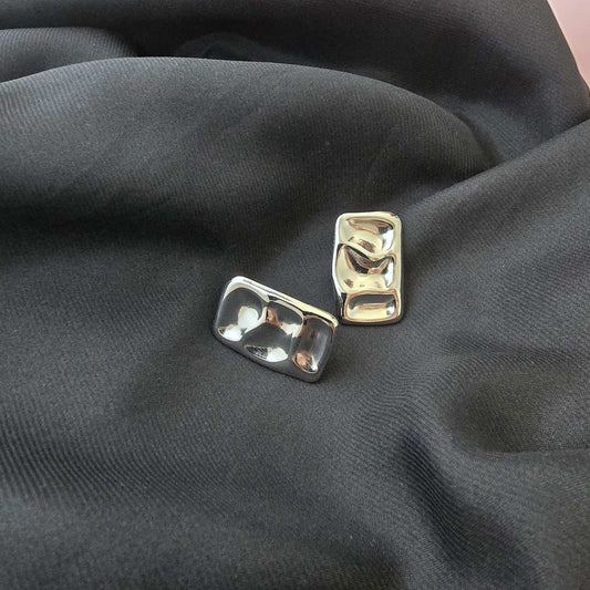 Boucles d'oreilles rectangle puce d'oreilles - Argenté