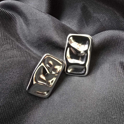 Boucles d'oreilles rectangle puce d'oreilles - Argenté