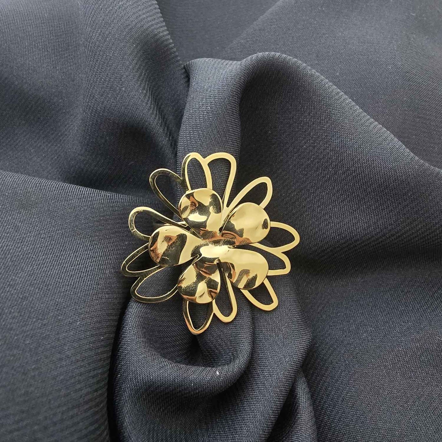Bague Fleur Et Trèfle Ajustable - Doré