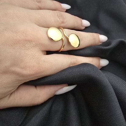 Bague Dorée Spirale Avec Deux Boutons