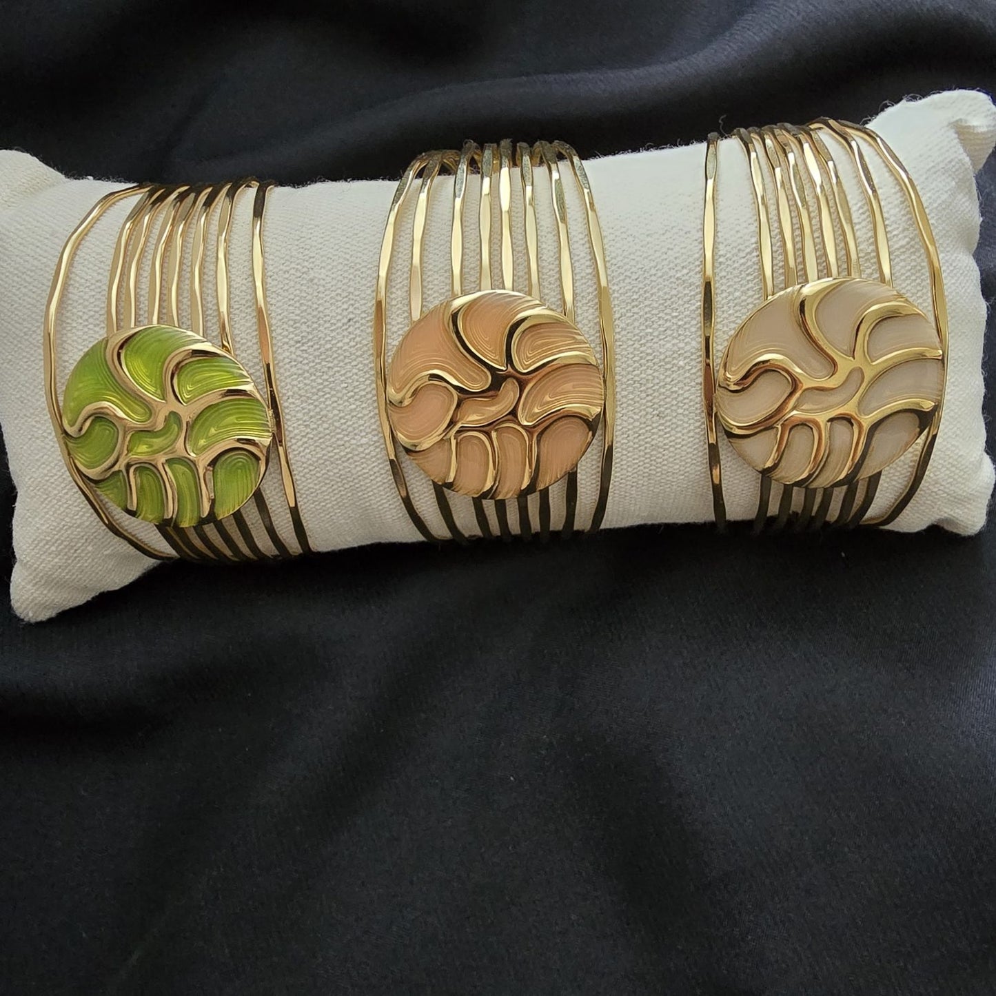 Bracelet Manchette Emaillé - Design Multi Rangs