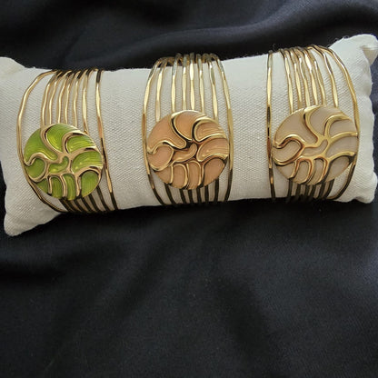Bracelet Manchette Emaillé - Design Multi Rangs