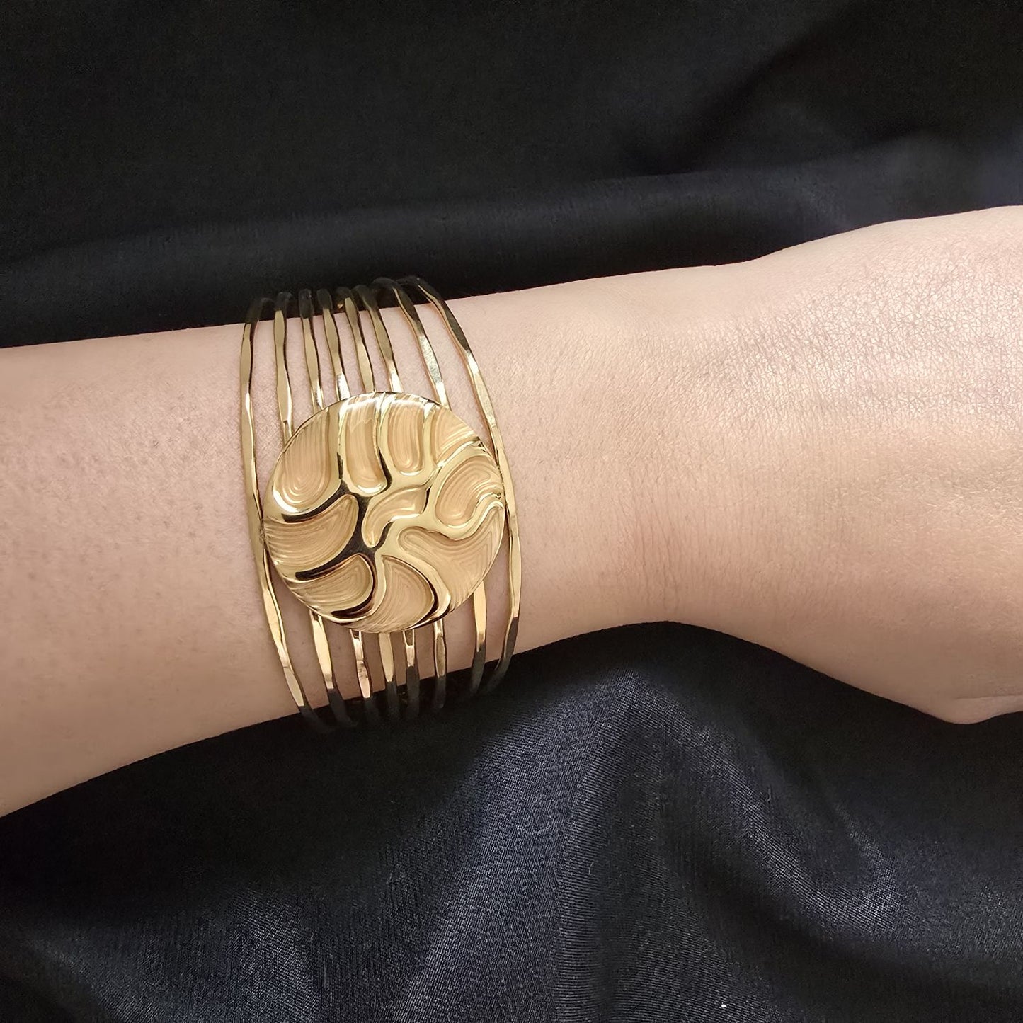 Bracelet Manchette Emaillé - Design Multi Rangs