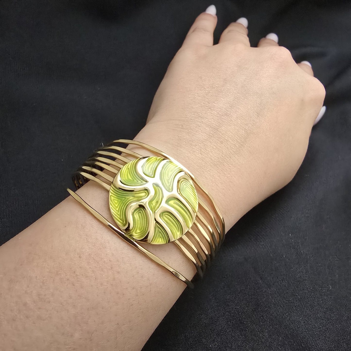 Bracelet Manchette Emaillé - Design Multi Rangs