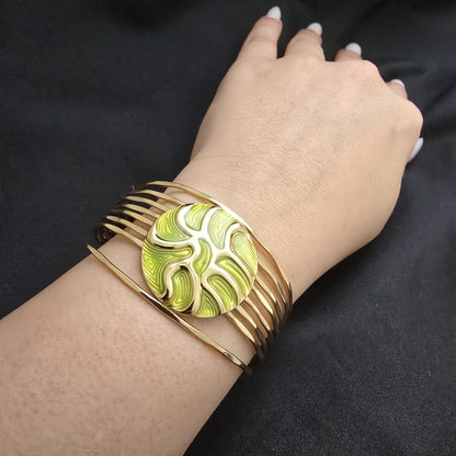 Bracelet Manchette Emaillé - Design Multi Rangs