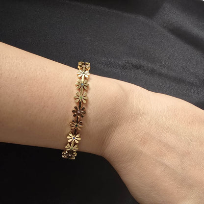 Bracelet Jonc Orné de Fleurs Strass Colorés