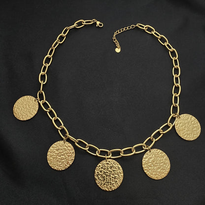 Collier Chaine Grands Médaillons Martelés