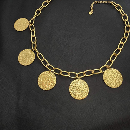 Collier Chaine Grands Médaillons Martelés