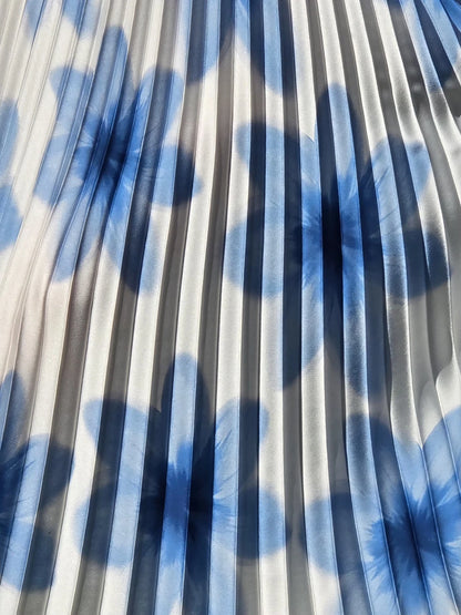 Jupe Plissée "Azur" – Imprimé Floral Artisanal & Viscose de Prestige Italienne