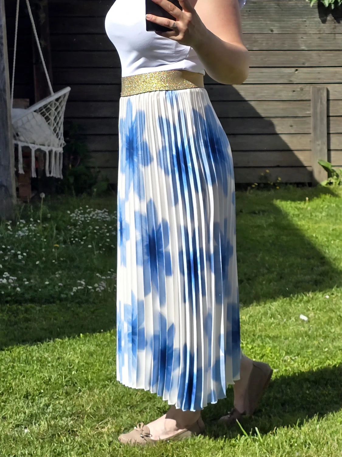 Jupe Plissée "Azur" – Imprimé Floral Artisanal & Viscose de Prestige Italienne